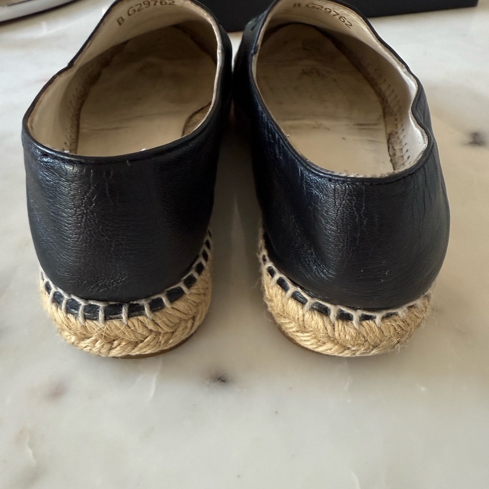 Authentic CHANEL Black Leather Espadrilles with CC Logo - Picture 4 of 9